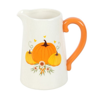 Something Different Autumn Ceramic Pumpkin Flower Jug - White/Orange - Image 3