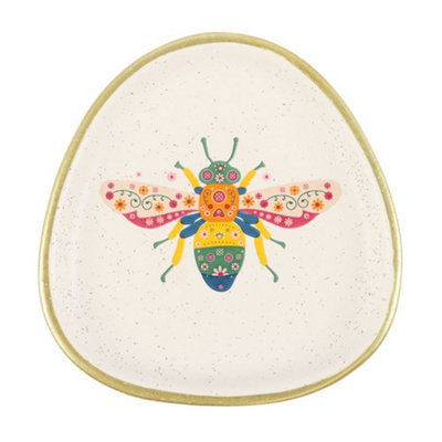 B&Q White Something Different Floral Bee Trinket Dish /Multicoloured (One ) 10.5Cm