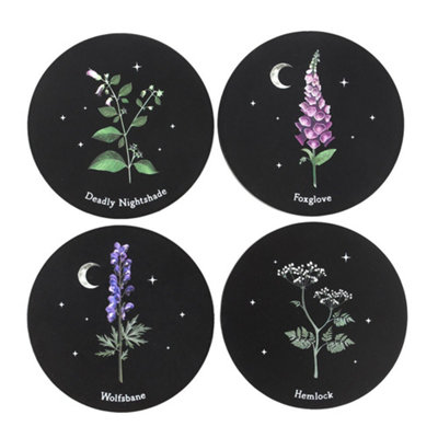 Rackhams Black Poisonous Plants Coaster Set - One Size - 100% Mixed - Image 4