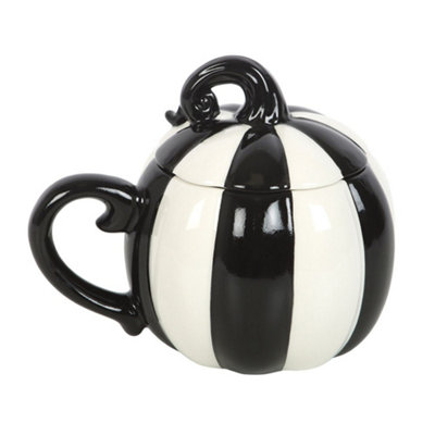  - Something Different Contrast Striped Mug With Lid Black/white (One Size)