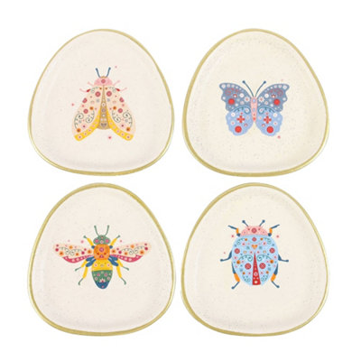 - Something Different Floral Bug Trinket Dish (Pack Of 4) White/multicoloured (One Size)