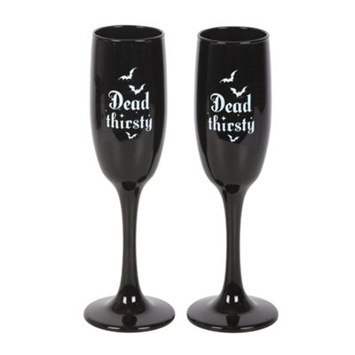 Something Different Dead Thirsty 300Ml Champagne Flute (Pack Of 2) Black/white (One Size) from B&Q