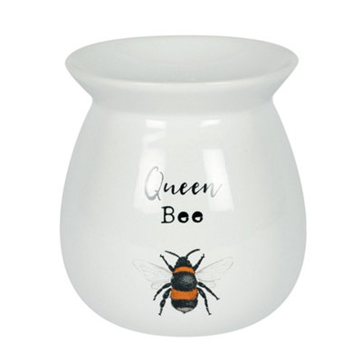  - Something Different Ceramic Queen Bee Oil Burner & Wax Melts Set White/orange/black (One Size)