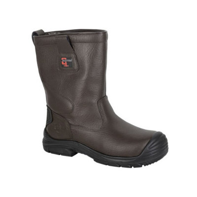  - Grafters Mens Action Leather Safety Extra Wide Rigger Boots Brown (9 Uk)