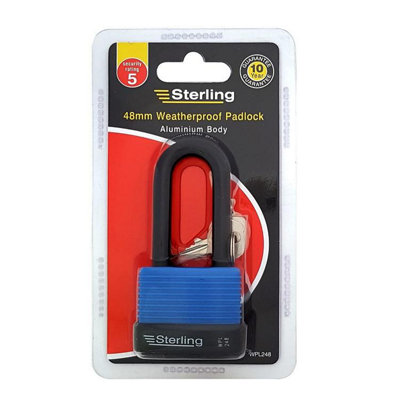 Sterling Weatherproof Long Shackle Padlock 48mm One Colour (One Size) from B&Q