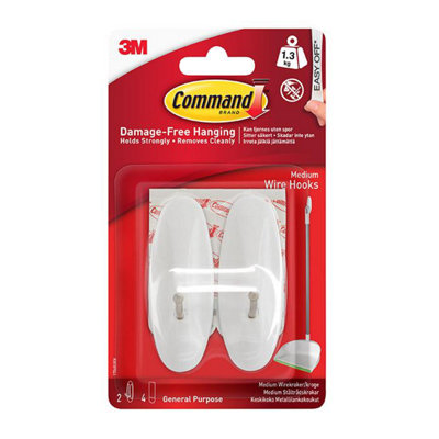 Command 17068 Medium Wire Hooks 1.3Kg 2Pk One Colour (One Size) from B&Q