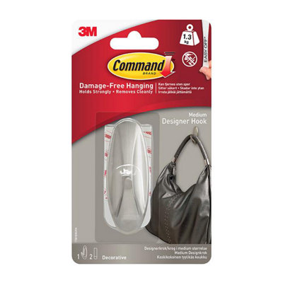 Command 17081Bn-Es Designer Medium Hook Brushed Nickel 1.3Kg One Colour (One Size) from B&Q