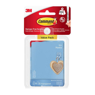 Command 17006Clr-18Ukn Mini Hooks Value Pack 225G 18Pk One Colour (One Size) from B&Q