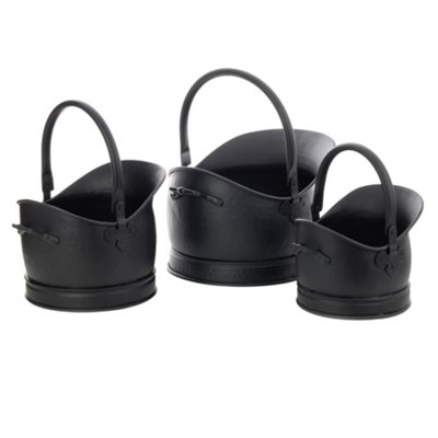 Leecroft Cromwell Bucket Black Set Of 3 One Colour (One Size) from B&Q