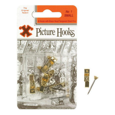 X Picture Hooks No 1 Br Plated 5Pk One Colour (One Size) from B&Q