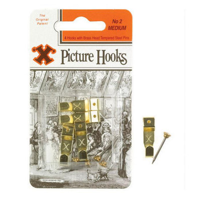 X Picture Hooks No 2 Br Plated 4Pk One Colour (One Size) from B&Q