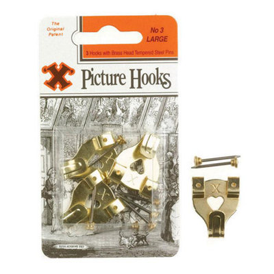 X Picture Hooks No 3 Br Plated 3Pk One Colour (One Size) from B&Q