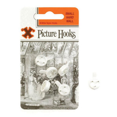 X Hard Wall Hooks Small White Nylon 5Pk One Colour (One Size) from B&Q