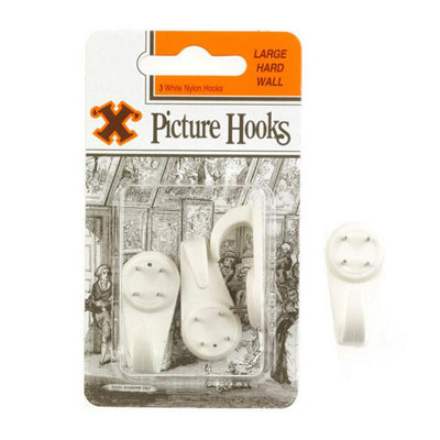 X Hard Wall Hooks Large White Nylon 3Pk One Colour (One Size) from B&Q
