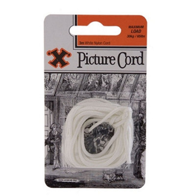 X White Picture Cord 3M Blister Pack One Colour (One Size) from B&Q