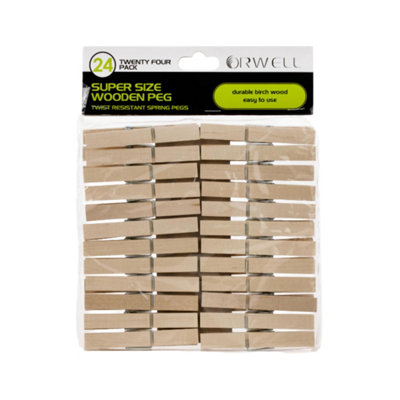 Orwell Super Size Wooden Pegs 24Pk One Colour (One Size) from B&Q