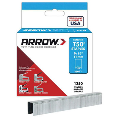 B&Q -  T50 Staples 14mm 9/16'' 1250Pk One Colour (One Size)