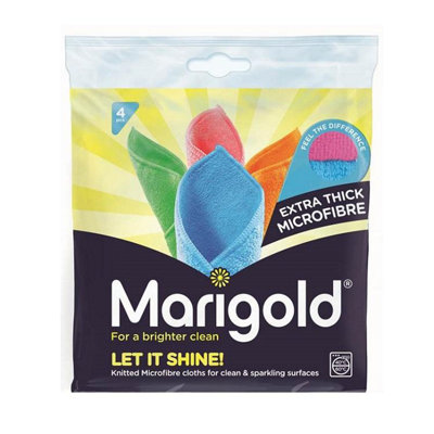 Marigold Let It Shine Extra Thick Microfibre Cloths 4Pk One Colour (One Size) from B&Q