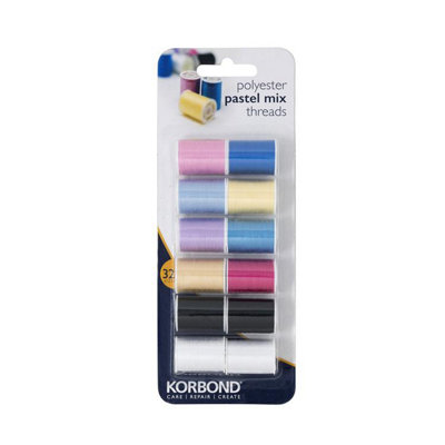 Korbond Polyester Pastel Mix Thread Blister Pack One Colour (One Size) from B&Q