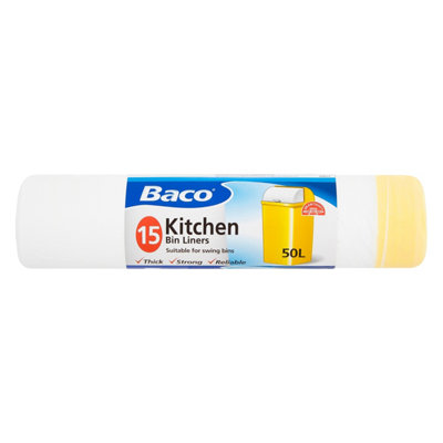 Baco Swing Bin Liners Draw Tie Handle 50L 15Pk One Colour (One Size) from B&Q