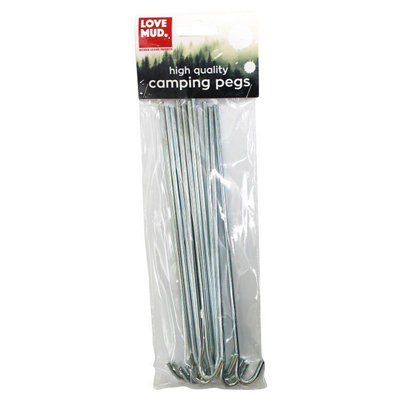 Love Mud Camping Tent Pegs Galvanised Steel 10Pk One Colour (One Size) from B&Q