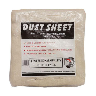 Cotton Twill Dust Sheet 12 X 12' One Colour (One Size) from B&Q