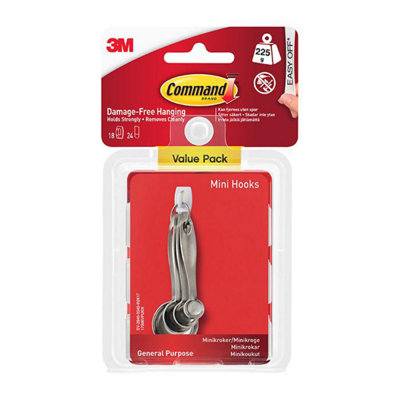 Command 17006-18 Mini Hooks Value Pack 225G 18Pk One Colour (One Size) from B&Q