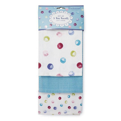 Cooksmart Spotty Dotty Tea Towel 3Pk One Colour (One Size) from B&Q
