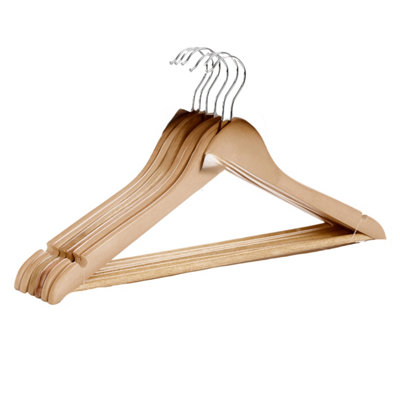 Orwell Wooden Flat Hanger With Trouser Bar 6Pk One Colour (One Size) from B&Q