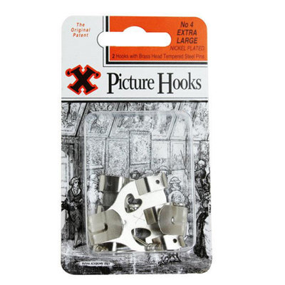 X Picture Hooks No 4 Nickel Plated Blister 2Pk One Colour (One Size) from B&Q