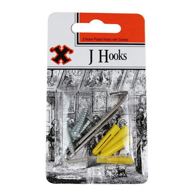 X Nickel Plated J Hooks Blister 2Pk One Colour (One Size) from B&Q
