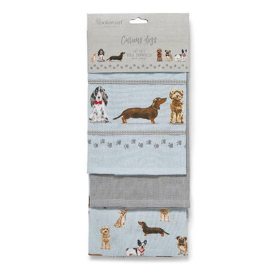 Cooksmart Curious Dogs Tea Towel 3Pk One Colour (One Size) from B&Q