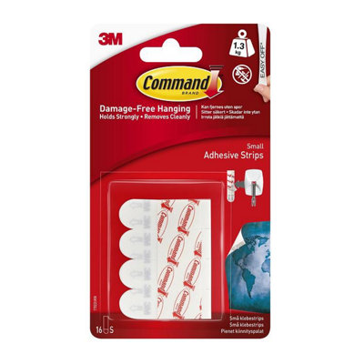 Command 17022Ukn Small Adhesive And Refill Strips 1.3Kg 16Pk One Colour (One Size) from B&Q