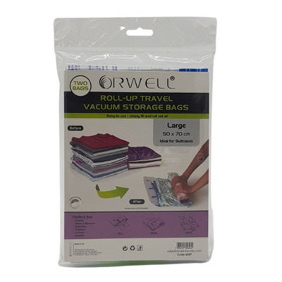  - Orwell Roll-Up Travel Vacuum Storage Bags Large 50 X 70Cm 2Pk One Colour (One Size)