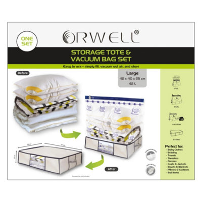 - Orwell Storage Tote & Vacuum Bag Set Large 42 X 40 X 25Cm One Colour (One Size)