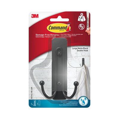 Bath36 Command Bathroom Large Double Bath Hook Matte Black One Colour (One Size) from B&Q