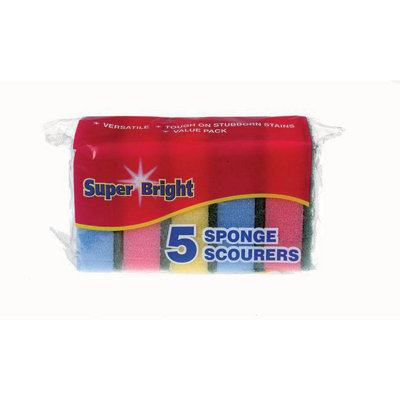 B&Q Super Bright Sponge Scourers 5Pk One Colour (One ) Size 5