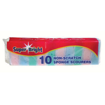 Super Bright Non Scratch Sponge Scourers 10Pk One Colour (One Size) from B&Q