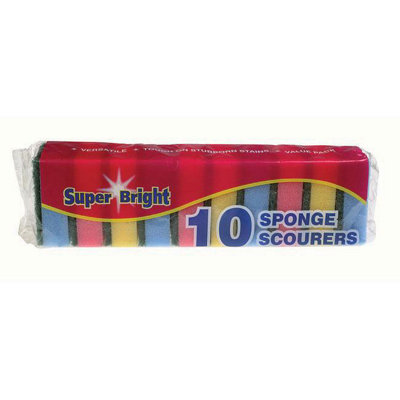 Super Bright Sponge Scourers 10Pk One Colour (One Size) from B&Q