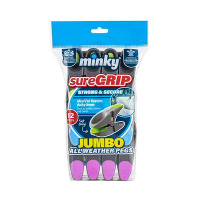 Minky Sure Grip Jumbo Pegs 12Pk One Colour (One Size) from B&Q