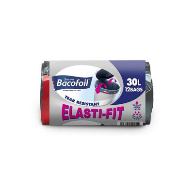 Bacofoil Elasti-Fit Kitchen Bin Liners 30L 12Pk One Colour (One Size) from B&Q