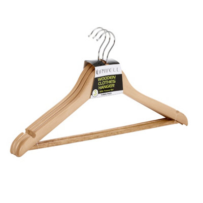 Orwell Wooden Wishbone Hanger With Trouser Bar 3Pk One Colour (One Size) from B&Q