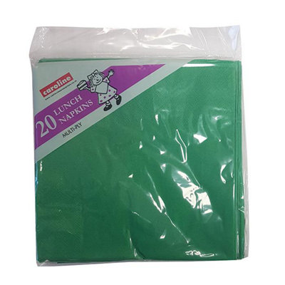 B&Q Caroline 2Ply Paper Napkin Plain 33 X 33Cm 20Pk 1267 One Colour (One Size) Green
