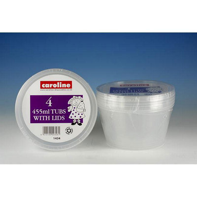 Caroline Round Plastic Tub With Lid 455Ml / 16Oz 4Pk 1434 One Colour (One Size) from B&Q
