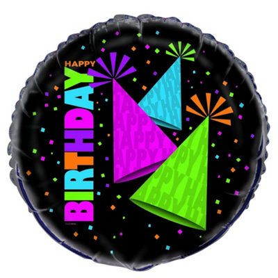 Unique Party Neon Happy Birthday Foil Balloon Multicoloured (One Size) from B&Q