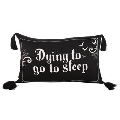  - Something Different Dying To Go To Sleep Satin Cushion Black/white (One Size)