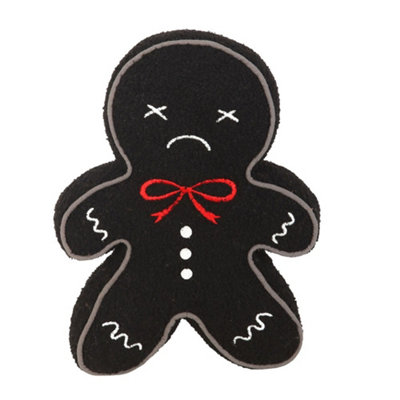  - Something Different Bouclé Gingerbread Man Cushion Black (One Size)