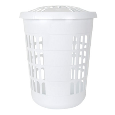 Casa Deluxe Round Laundry Hamper Ice White 60L One Colour (One Size) from B&Q