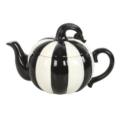 Something Different Strange & Unusual Striped Pumpkin Teapot Black/white (One Size) from B&Q