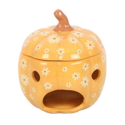 Something Different Groovy Ghosts Pumpkin Oil Burner Orange/white (One Size) from B&Q